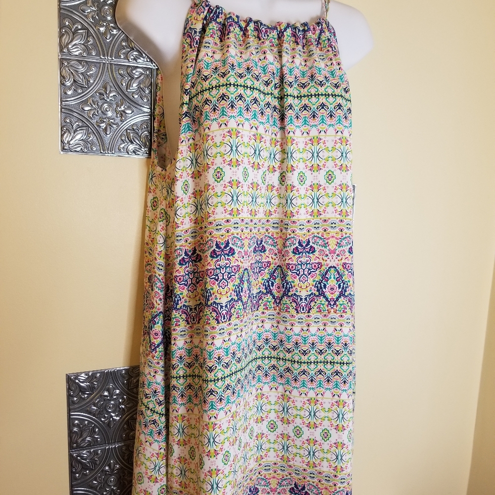 Rachel Ashwell Halter Dress Boho Mixed Print Generous Fit Sz 6